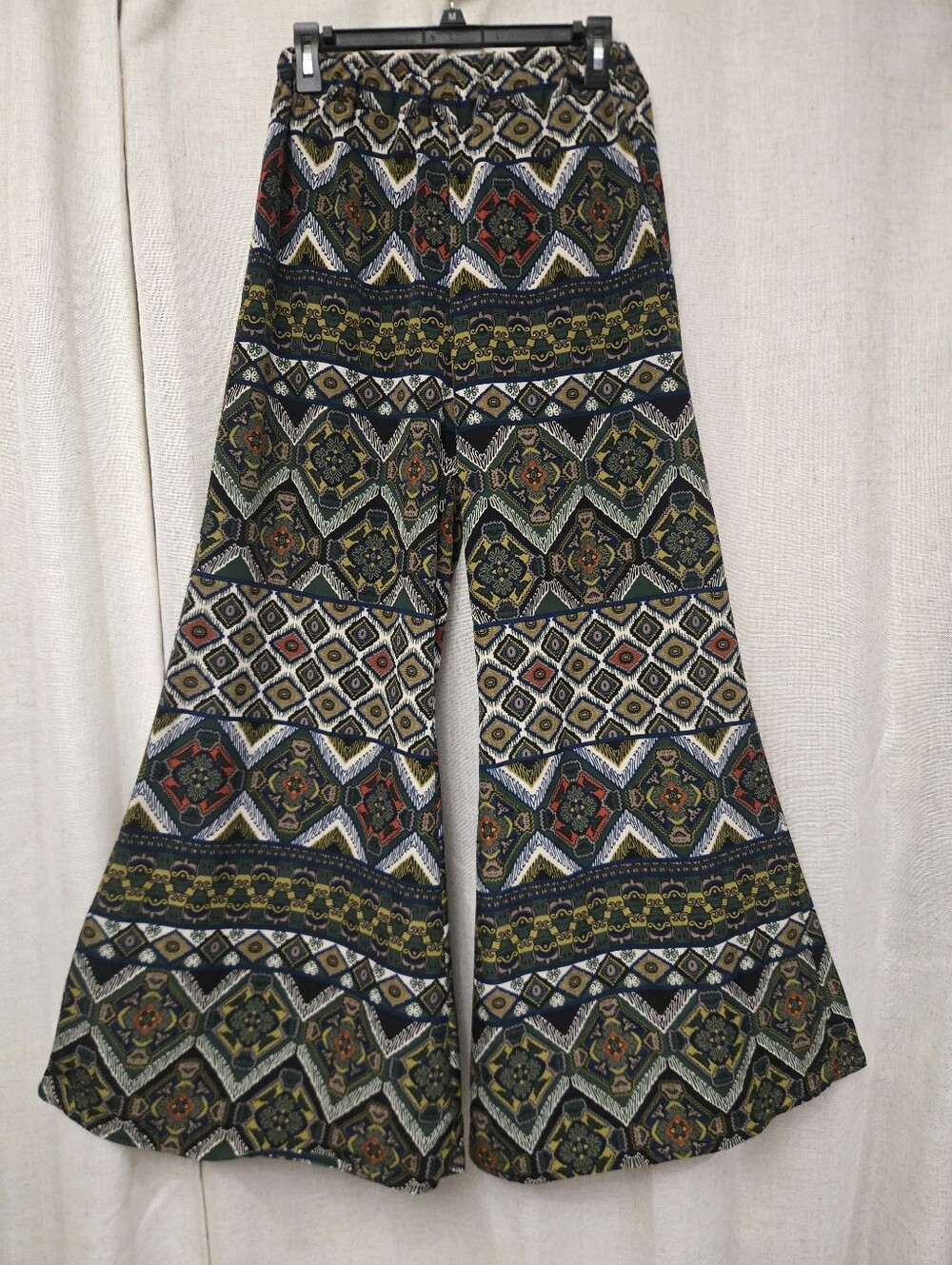 Auditions Boho Geometric Wide Leg Palazzo Flare Pants 70s Whimsigoth